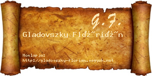Gladovszky Flórián névjegykártya